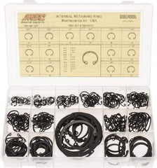 Made in USA - 337 Piece, 3/8 to 3", SpRing Assortment Steel, Snap Internal Retaining Ring Assortment - Includes Compartmented Case - Eagle Tool & Supply