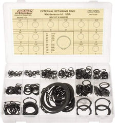 Made in USA - 444 Piece, 1/4 to 3", SpRing Assortment Steel, Snap External Retaining Ring Assortment - Includes Compartmented Case - Eagle Tool & Supply