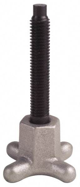Gibraltar - 3/8-16 Lobed Shoulder Dog Point Tip Steel Thumb Screw - 2-1/2" OAL, 2" Head Diam x 1" Head Height, Black Oxide Finish - Eagle Tool & Supply