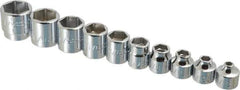 Proto - 10 Piece 3/8" Drive Standard Socket Set - 6 Points, 3/16 to 3/4", Inch Measurement Standard - Eagle Tool & Supply