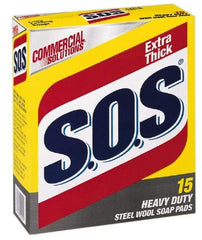 SOS - Steel Wool Scouring Soap Pad - Heavy-Duty, Blue/Gray - Eagle Tool & Supply