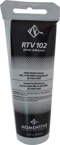 Momentive Performance Materials - 2.8 oz Tube White RTV Silicone Joint Sealant - 298.4°F Max Operating Temp, 20 min Tack Free Dry Time, Series RTV100 - Eagle Tool & Supply