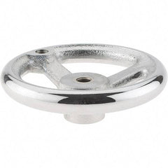 Gibraltar - 5", 3 Spoke Offset Handwheel - 0.622" Bore Diam, 1-1/4" Hub, Cast Iron, Chrome Plated Finish - Eagle Tool & Supply