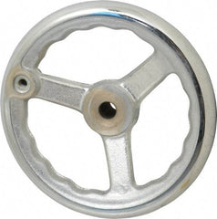 Gibraltar - 8", 3 Spoke Offset Handwheel - 0.622" Bore Diam, 1-21/32" Hub, Cast Iron, Chrome Plated Finish - Eagle Tool & Supply