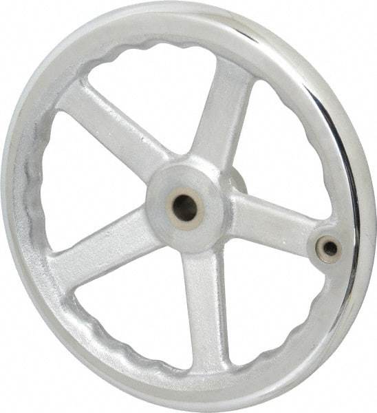 Gibraltar - 10", 5 Spoke Offset Handwheel - 0.622" Bore Diam, 1-7/8" Hub, Cast Iron, Chrome Plated Finish - Eagle Tool & Supply