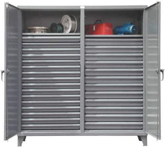 Strong Hold - 2 Shelf 28 Bin Locking Storage Cabinet - Steel, 72" Wide x 24" Deep x 78" High, Dark Gray - Eagle Tool & Supply
