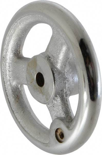 Gibraltar - 4", 3 Spoke Straight Handwheel - 1.2" Hub, Cast Iron, Chrome Plated Finish - Eagle Tool & Supply