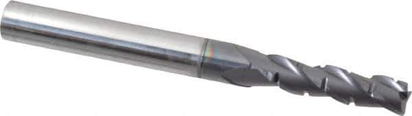 ProMax - 7/32" Diam, 3/4" LOC, 3 Flute Solid Carbide Roughing & Finishing Corner Radius End Mill - AlTiN Finish, 2-1/2" OAL, 1/4" Shank Diam, Straight Shank, 35° Helix, Centercutting, Regular Length - Eagle Tool & Supply