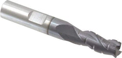 ProMax - 11/32" Diam, 7/8" LOC, 3 Flute Solid Carbide Roughing & Finishing Corner Radius End Mill - AlTiN Finish, 2-1/2" OAL, 3/8" Shank Diam, Straight Shank, 35° Helix, Centercutting, Regular Length - Eagle Tool & Supply