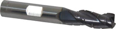 ProMax - 3/8" Diam, 7/8" LOC, 3 Flute Solid Carbide Roughing & Finishing Corner Radius End Mill - AlTiN Finish, 2-1/2" OAL, 3/8" Shank Diam, Weldon Shank, 35° Helix, Centercutting, Regular Length - Eagle Tool & Supply