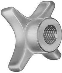 Made in USA - 3" Head Diam, 4 Point Lobed Knob - 5/8" Hole, Steel - Eagle Tool & Supply