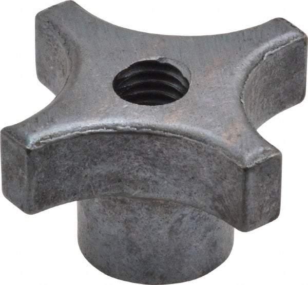 Made in USA - 1-1/2" Diam, 5/16-18 Thread, 7/8" High, Cast Steel, Cadmium Plated, Quick Acting Hand Knob - 11/16" Hub Diam, 21/64" Quick Release Distance, 1/2" Hub Height, 3/8" Head Height - Eagle Tool & Supply