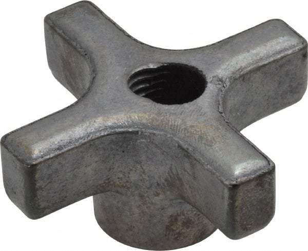 Made in USA - 2" Diam, 3/8-16 Thread, 1" High, Cast Steel, Cadmium Plated, Quick Acting Hand Knob - 13/16" Hub Diam, 25/64" Quick Release Distance, 1/2" Hub Height, 1/2" Head Height - Eagle Tool & Supply