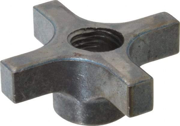 Made in USA - 3" Diam, 3/4-10 Thread, 1-1/4" High, Cast Steel, Cadmium Plated, Quick Acting Hand Knob - 1-1/4" Hub Diam, 49/64" Quick Release Distance, 5/8" Hub Height, 5/8" Head Height - Eagle Tool & Supply