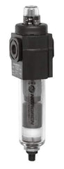 Norgren - 3/8" Port Coalescing Filter - Polycarbonate Bowl, Manual Drain, 150 Max psi, 0.01 Micron Rating, 1.98" Wide x 7-1/2" High - Eagle Tool & Supply