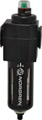 Norgren - 3/8" Port Coalescing Filter - Polycarbonate Bowl, Automatic Drain, 150 Max psi, 0.01 Micron Rating, 2.68" Wide x 8.16" High - Eagle Tool & Supply