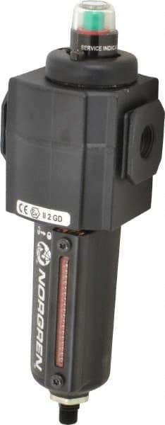 Norgren - 3/8" Port Coalescing Filter - Aluminum Bowl, Automatic Drain, 250 Max psi, 0.01 Micron Rating, 2.68" Wide x 8.16" High - Eagle Tool & Supply