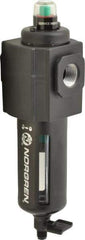 Norgren - 1/2" Port Coalescing Filter - Polycarbonate Bowl, Manual Drain, 150 Max psi, 0.01 Micron Rating, 2.68" Wide x 8.16" High - Eagle Tool & Supply