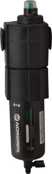 Norgren - 1/2" Port Coalescing Filter - Polycarbonate Bowl, Manual Drain, 150 Max psi, 0.01 Micron Rating, 3.15" Wide x 11.4" High - Eagle Tool & Supply