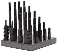 Gibraltar - 38 Piece, 5/8-11 Stud, 13/16" T Slot, T Nut & Stud Kit - 1-1/4" T-Slot Nut Width, 3, 4, 5, 6, 7, 8" Stud Lengths - Eagle Tool & Supply