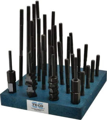 TE-CO - 38 Piece, 3/8-16 Stud, 7/16" T Slot, T Nut & Stud Kit - 11/16" T-Slot Nut Width, 3, 4, 5, 6, 7, 8" Stud Lengths - Eagle Tool & Supply