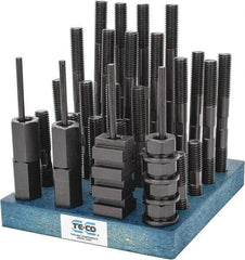 TE-CO - 38 Piece, 5/8-11 Stud, 11/16" T Slot, T Nut & Stud Kit - 1-1/8" T-Slot Nut Width, 3, 4, 5, 6, 7, 8" Stud Lengths - Eagle Tool & Supply