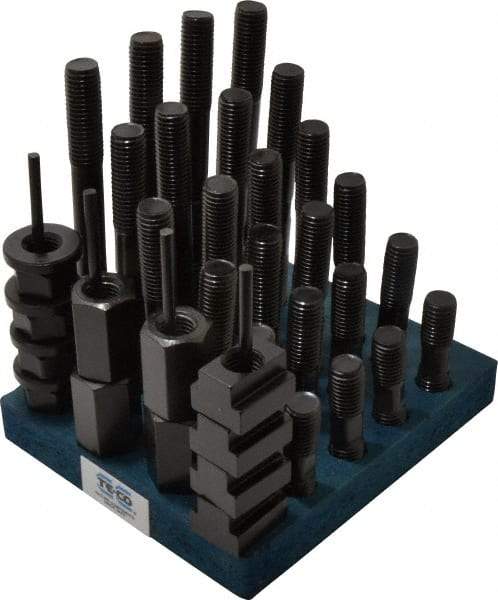 TE-CO - 38 Piece, 3/4-10 Stud, 13/16" T Slot, T Nut & Stud Kit - 1-1/4" T-Slot Nut Width, 3, 4, 5, 6, 7, 8" Stud Lengths - Eagle Tool & Supply