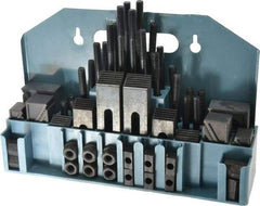 Value Collection - 52 Piece Fixturing Step Block & Clamp Set with 1" Step Block, 7/16" T-Slot, 3/8-16 Stud Thread - 11/16" Nut Width, 3, 4, 5, 6, 7 & 8" Stud Lengths - Eagle Tool & Supply