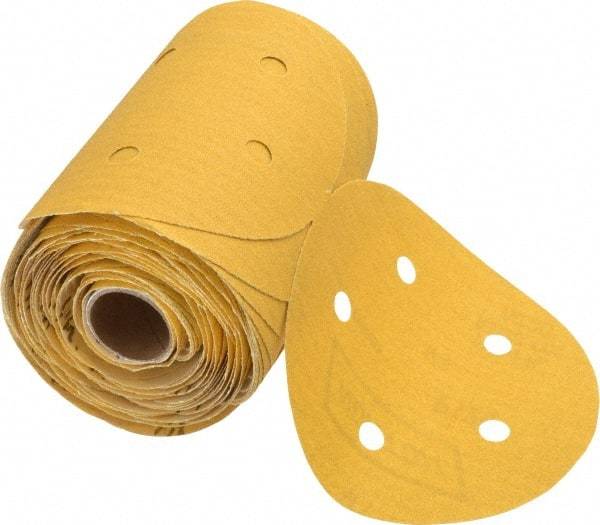 Norton - 5" Diam, 120 Grit Aluminum Oxide Adhesive PSA Disc - Fine Grade, Gold, C Weighted Backing, Flexible - Eagle Tool & Supply