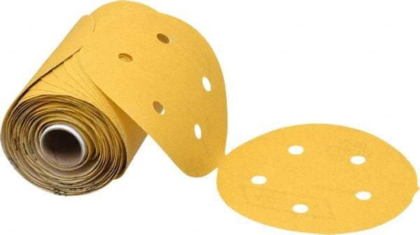 Norton - 5" Diam, 150 Grit Aluminum Oxide Adhesive PSA Disc - Medium Grade, Gold, C Weighted Backing, Flexible - Eagle Tool & Supply