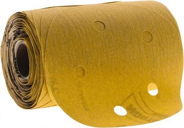 Norton - 5" Diam, 180 Grit Aluminum Oxide Adhesive PSA Disc - Fine Grade, Gold, C Weighted Backing, Flexible - Eagle Tool & Supply