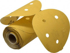 Norton - 5" Diam, 320 Grit Aluminum Oxide Adhesive PSA Disc - Very Fine Grade, Gold, C Weighted Backing, Flexible - Eagle Tool & Supply