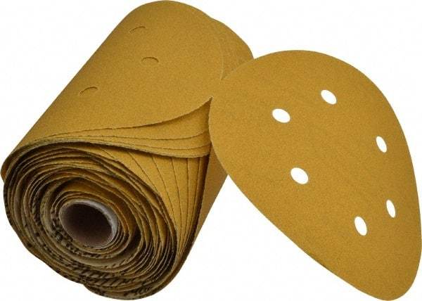 Norton - 6" Diam, 100 Grit Aluminum Oxide Adhesive PSA Disc - Medium Grade, Gold, C Weighted Backing, Flexible - Eagle Tool & Supply