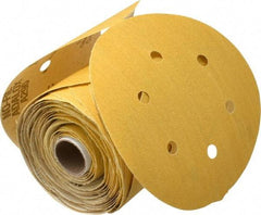 Norton - 6" Diam, 120 Grit Aluminum Oxide Adhesive PSA Disc - Medium Grade, Gold, C Weighted Backing, Flexible - Eagle Tool & Supply