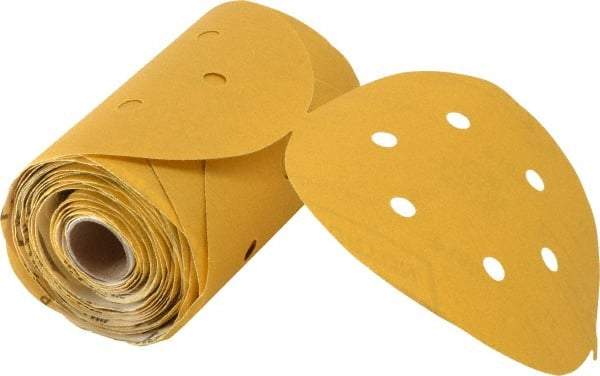 Norton - 6" Diam, 180 Grit Aluminum Oxide Adhesive PSA Disc - Fine Grade, Gold, C Weighted Backing, Flexible - Eagle Tool & Supply