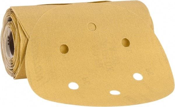 Norton - 6" Diam, 320 Grit Aluminum Oxide Adhesive PSA Disc - Very Fine Grade, Gold, C Weighted Backing, Flexible - Eagle Tool & Supply