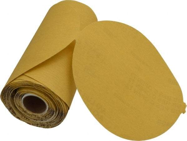 Norton - 6" Diam, 400 Grit Aluminum Oxide Adhesive PSA Disc - Super Fine Grade, Gold, C Weighted Backing, Flexible - Eagle Tool & Supply