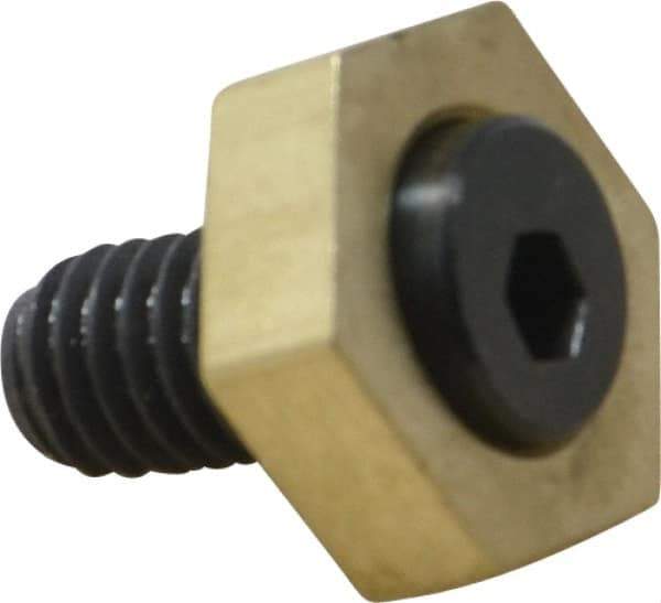 Mitee-Bite - 13/16" Brass Hex, 3/8-16 Stud Thread, Symmetrical Hex Clamp - 1/4" Hex Height, 2,000 Lb Holding Force, Hardened Steel Stud, 23/32" Long Thread, 20.8 Ft/Lb Torque, 10 Clamps - Eagle Tool & Supply