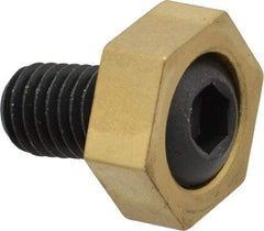 Mitee-Bite - 1" Brass Hex, 1/2-13 Stud Thread, Symmetrical Hex Clamp - 3/8" Hex Height, 4,000 Lb Holding Force, Hardened Steel Stud, 29/32" Long Thread, 65 Ft/Lb Torque, 8 Clamps - Eagle Tool & Supply