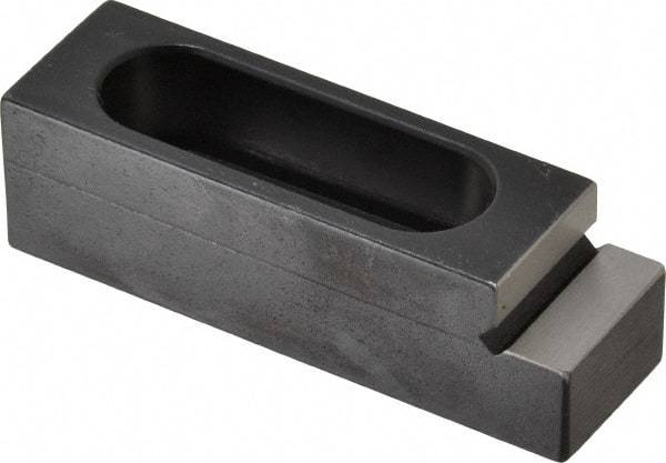 Mitee-Bite - 5/16" Stud, Stainless Steel, Plain Strap Clamp - 1.11" Travel, 2-1/2" OAL x 3/4" Wide x 3/4" High, Stepped Nose - Eagle Tool & Supply