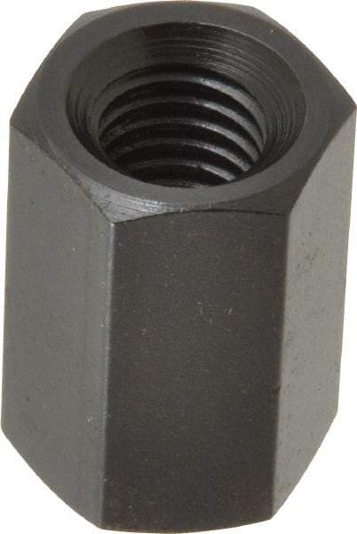 TE-CO - M10x1.50 Metric Coarse, 24mm OAL Steel Standard Coupling Nut - Black Oxide Coated, 16mm Width Across Flats - Eagle Tool & Supply