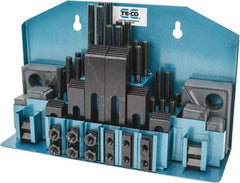 TE-CO - 52 Piece Fixturing Step Block & Clamp Set with 25mm Step Block, 12mm T-Slot, M10x1.5 Stud Thread - 19mm Nut Width, 80, 110, 125, 150, 175 & 200mm Stud Lengths - Eagle Tool & Supply