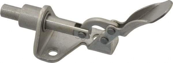 De-Sta-Co - 100 Lb Load Capacity, Flanged Base, Stainless Steel, Standard Straight Line Action Clamp - 3 Mounting Holes, 0.17" Mounting Hole Diam, 1/4" Plunger Diam, Thumb Handle - Eagle Tool & Supply