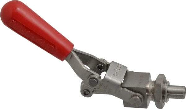 De-Sta-Co - 400 Lb Load Capacity, Mounting Plate Base, Stainless Steel, Standard Straight Line Action Clamp - 0.44" Plunger Diam, Straight Handle - Eagle Tool & Supply