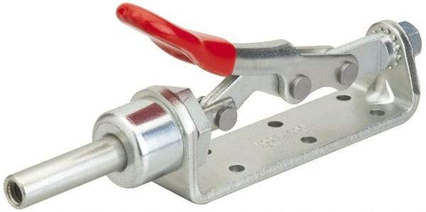 De-Sta-Co - 450 Lb Load Capacity, Flanged Base, Carbon Steel, Standard Straight Line Action Clamp - 6 Mounting Holes, 0.2" Mounting Hole Diam, 0.44" Plunger Diam, Thumb Handle - Eagle Tool & Supply