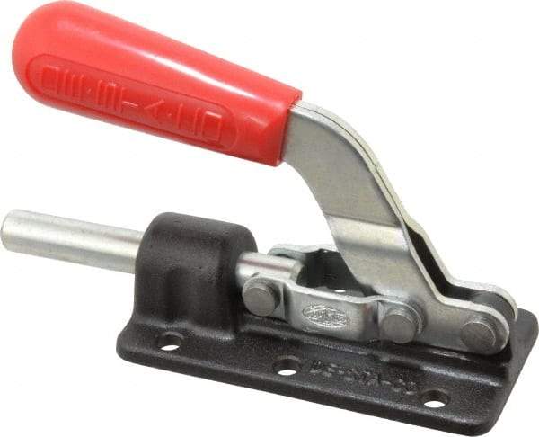 De-Sta-Co - 800 Lb Load Capacity, Flanged Base, Carbon Steel, Standard Straight Line Action Clamp - 6 Mounting Holes, 0.28" Mounting Hole Diam, 0.51" Plunger Diam, Straight Handle - Eagle Tool & Supply