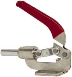 De-Sta-Co - 800 Lb Load Capacity, Flanged Base, Carbon Steel, Standard Straight Line Action Clamp - 4 Mounting Holes, 0.38" Mounting Hole Diam, 0.62" Plunger Diam, Whale Tail Handle - Eagle Tool & Supply