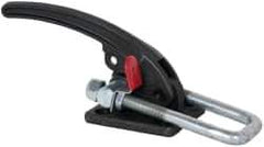 De-Sta-Co - 7,500 Lb Capacity, Horizontal, U Hook, Flanged Base, Carbon Steel Pull Action Latch Clamp - 2.19" Drawing Movement, 9.65" OAL, Threaded U Hook, Straight Handle - Eagle Tool & Supply