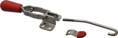 De-Sta-Co - 200 Lb Capacity, Horizontal, J Hook, Flanged Base, Stainless Steel Pull Action Latch Clamp - 2.35" Drawing Movement, 6.01" OAL, Straight Handle - Eagle Tool & Supply