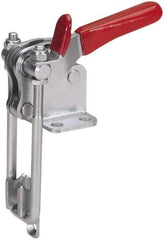 De-Sta-Co - 1,000 Lb Capacity, Vertical, U Hook, Flanged Base, Stainless Steel Pull Action Latch Clamp - 2.04" Drawing Movement, 4.1" OAL, Threaded U Hook, Straight Handle - Eagle Tool & Supply
